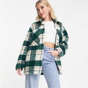 Plaid Green and Cream Women's Jacket